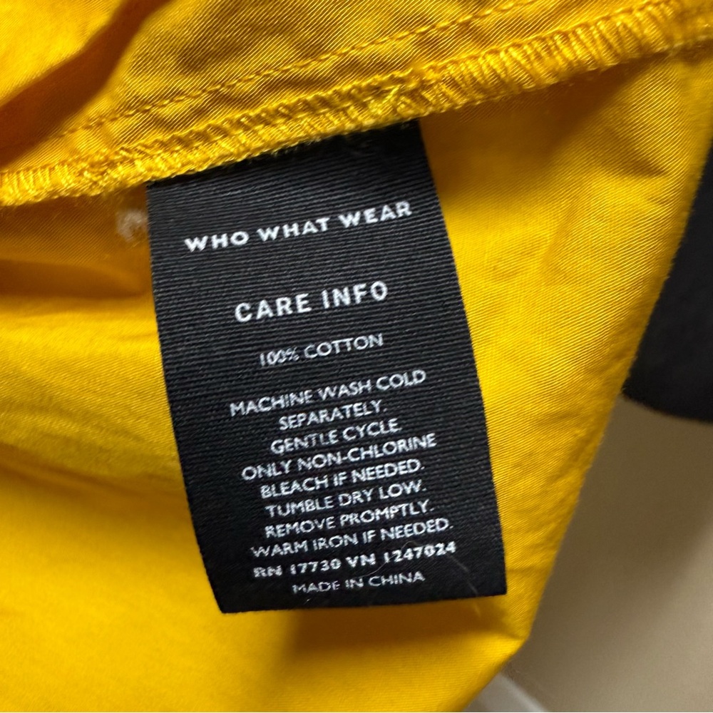 Who What Wear M Yellow Tiered Midi Dress 100% Cotton Square Neck Peasant Prairi - Picture 4 of 7